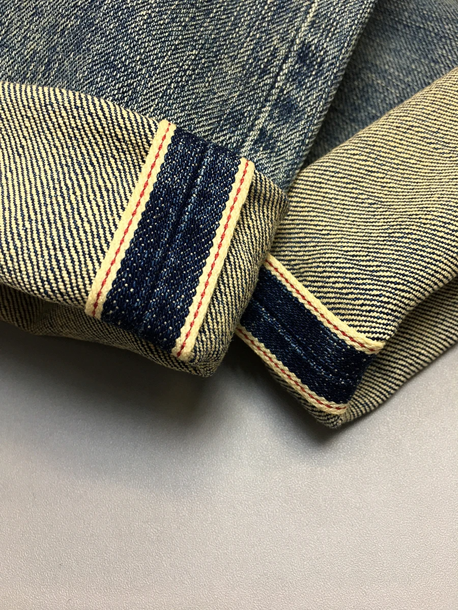 14oz American Vintage Casual Red Selvedge Washed Denim Jeans for Men High Quality Cotton Fit Straight Pants 2024 Autumn Fall 501 5