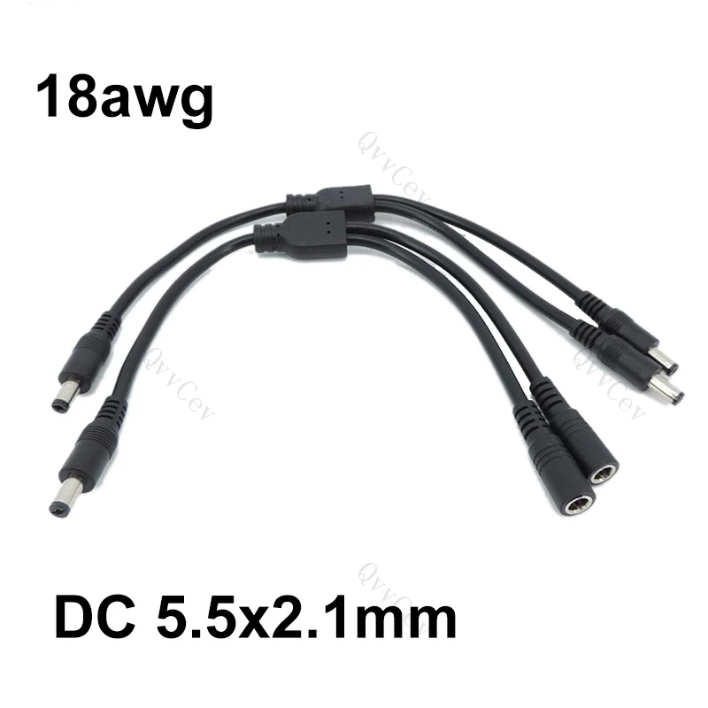 

10A 18awg 2 way DC 1 male to 2 female male Splitter Power supply connector adapter Cable 19V 24V 12v 5.5x2.1mm Plug extension t1