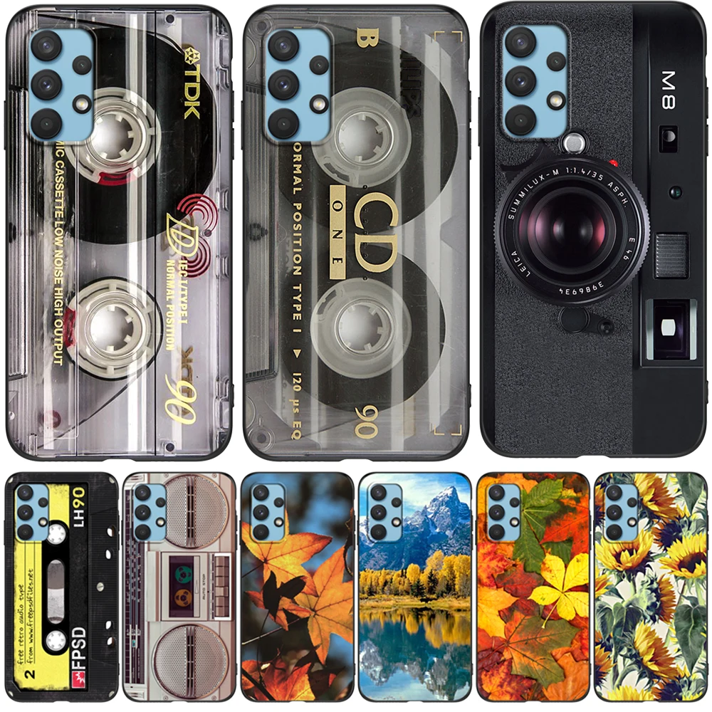 Per Samsung Galaxy A52 A72 Cover Posteriore Per Samsung A52 A72 4G A52S 5G 2021 Custodia In Tpu Nero Retro Old Tape Cassette