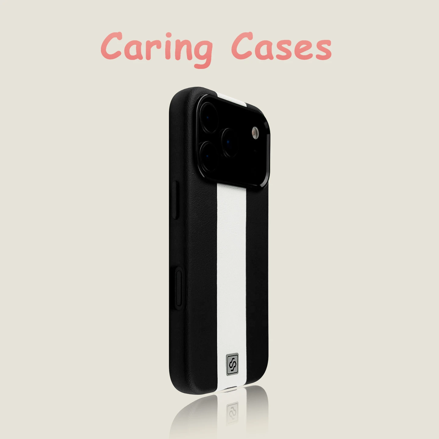 Premium Black-White Leather Magnetic Shockproof Protective Case