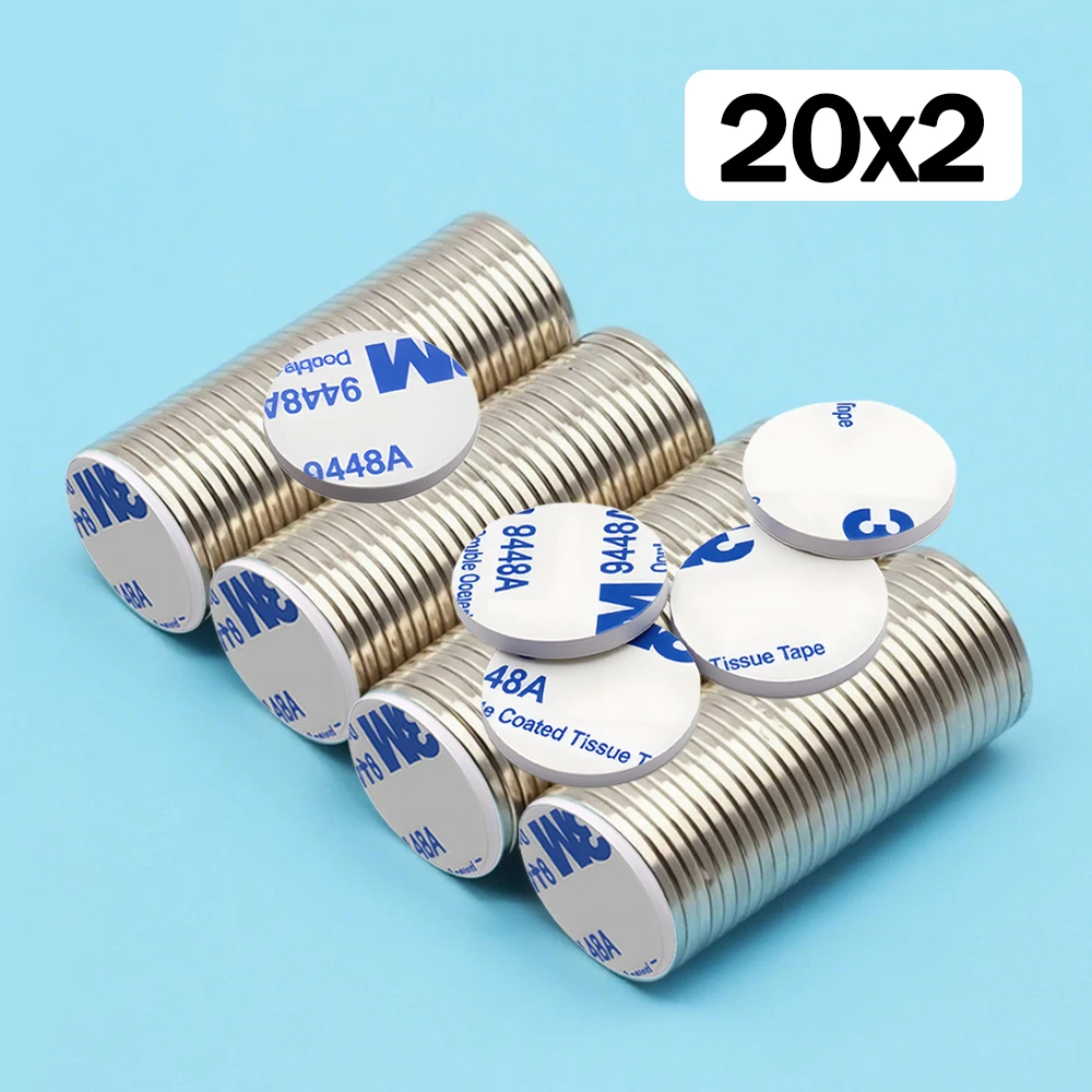 Ultra-Strong Neodymium Magnet with Adhesive Backing - Round N35 Permanent Magnet