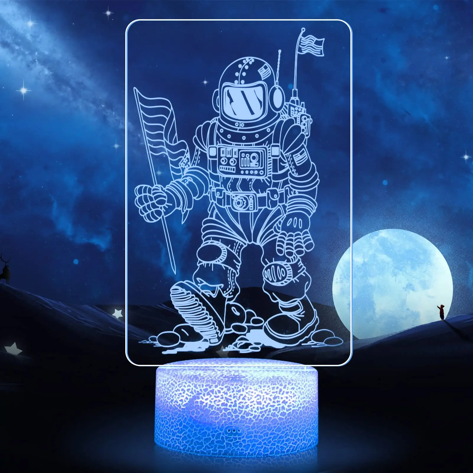 

Astronauts Night Light for Kids, Moon Landing Lamp Remote Control 16 Colors Changing Night Lights Room Decor Xmas Birthday Gifts
