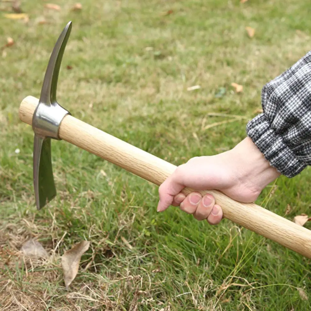 2-in-1 Multi-functional Pick Hoe Axe Integrated Stainless Steel Pick Stainless Steel Horticultural Hand Digging Tool Hoe