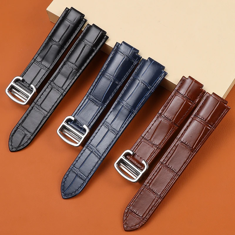 Cinturino In Vera Pelle Per Cartier Blue Balloon Cartier Wsbb0025 Cinturini Da Uomo Con Bocca Rialzata 18Mm