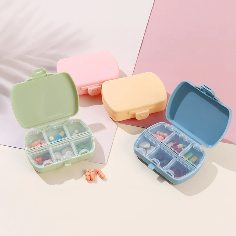 

2024 New Portable Pill Organizer 6 Grid Compartment Travel Pillbox Nordic Style Dispenser Medicine Boxes Dispensing Medical Kit