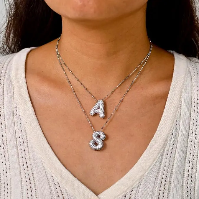 Collana Con Lettera Iniziale In Zircone CZ Scintillante Per Donna - Foto 11