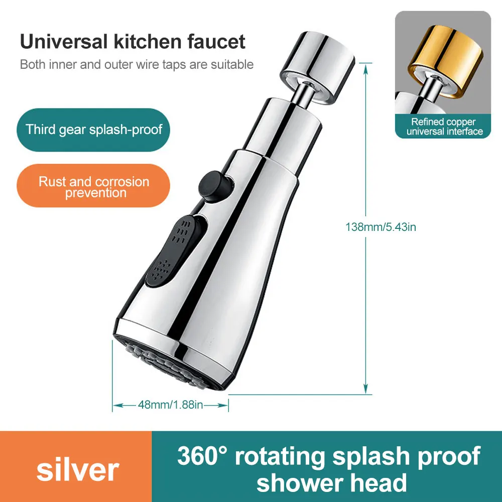 Kitchen Extension Faucet Splash Proof Head Vegetable Basin Universal Extension Faucet Adapter