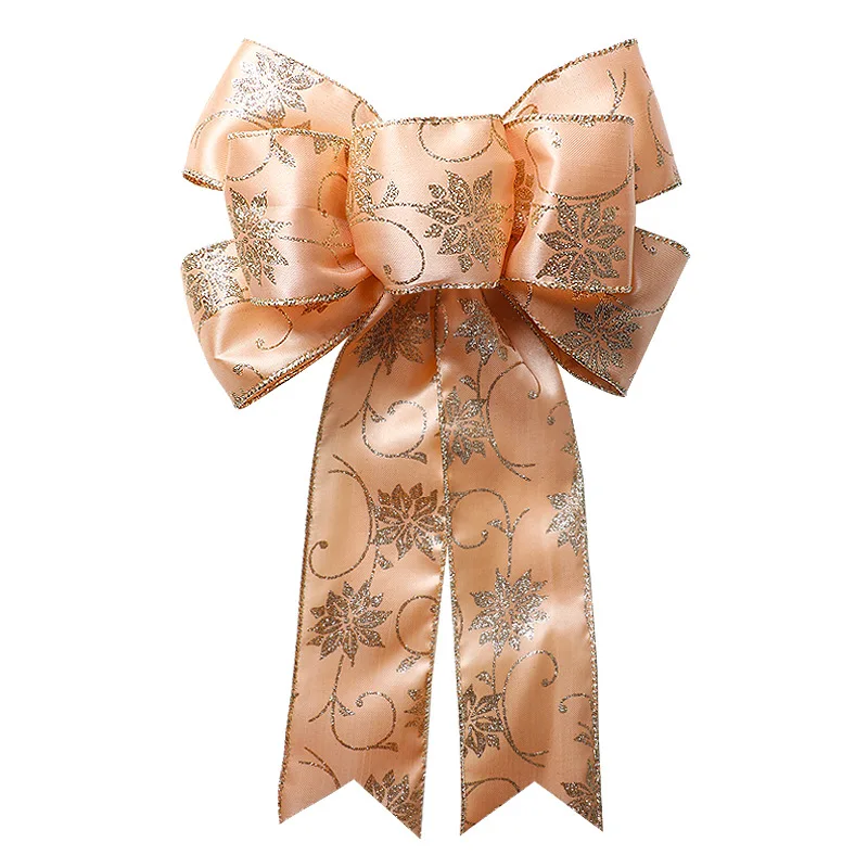 Lazo con estampado de flores y árbol de Navidad, 35 cm x 24 cm, decoración para ventanas de centros comerciales, accesorios al por mayor