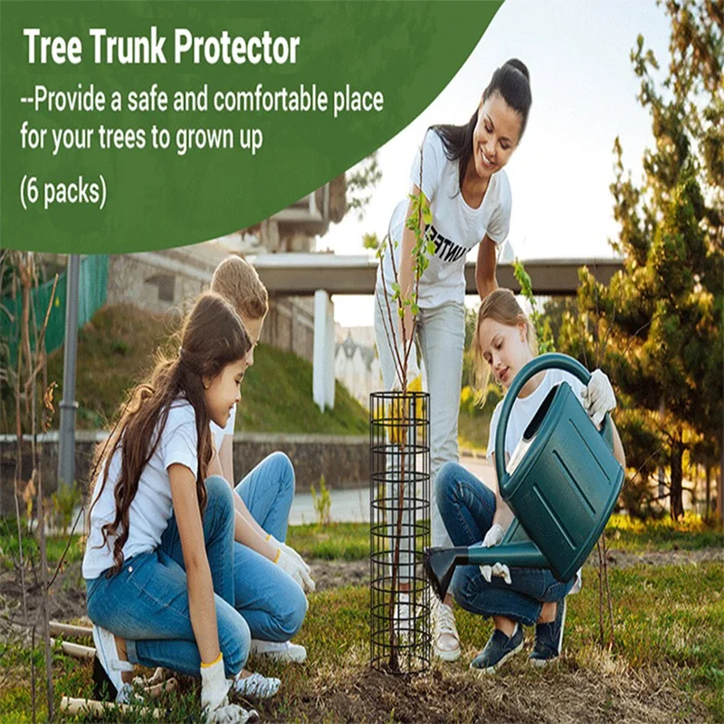 

Tree Trunk Protector, 6 Pack Plant Guard Protectors With Zip Ties & Metal Stakes, Garden Protection Tree Wrap Cage, Easy To Use