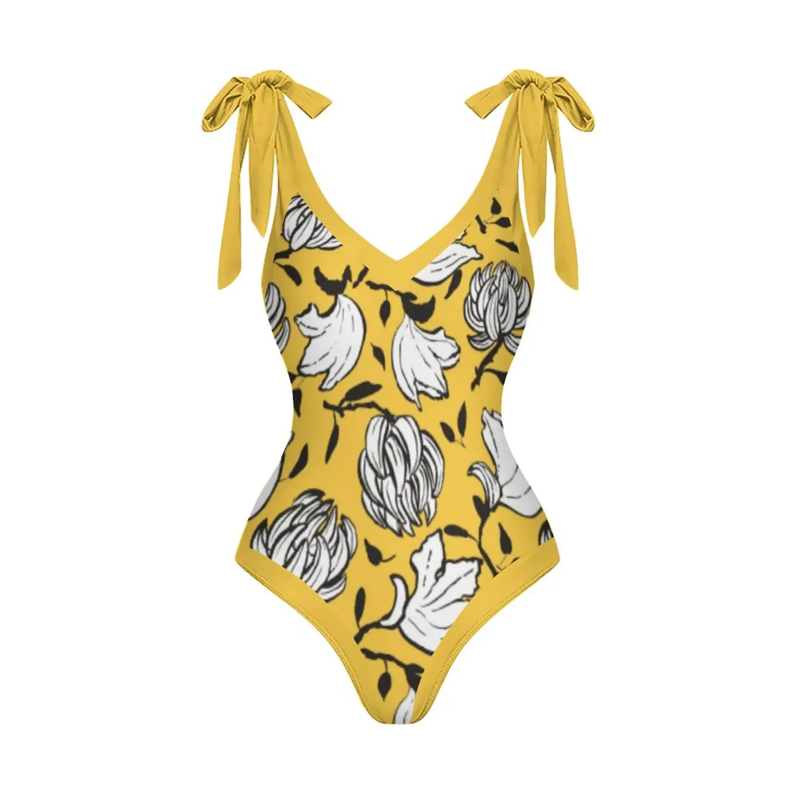 Floral Print Women's Swimwear One Piece Swimsuit and Cover Up V Neck Beach Wear Backless Bathing Suits New Sexy Fashion 2023