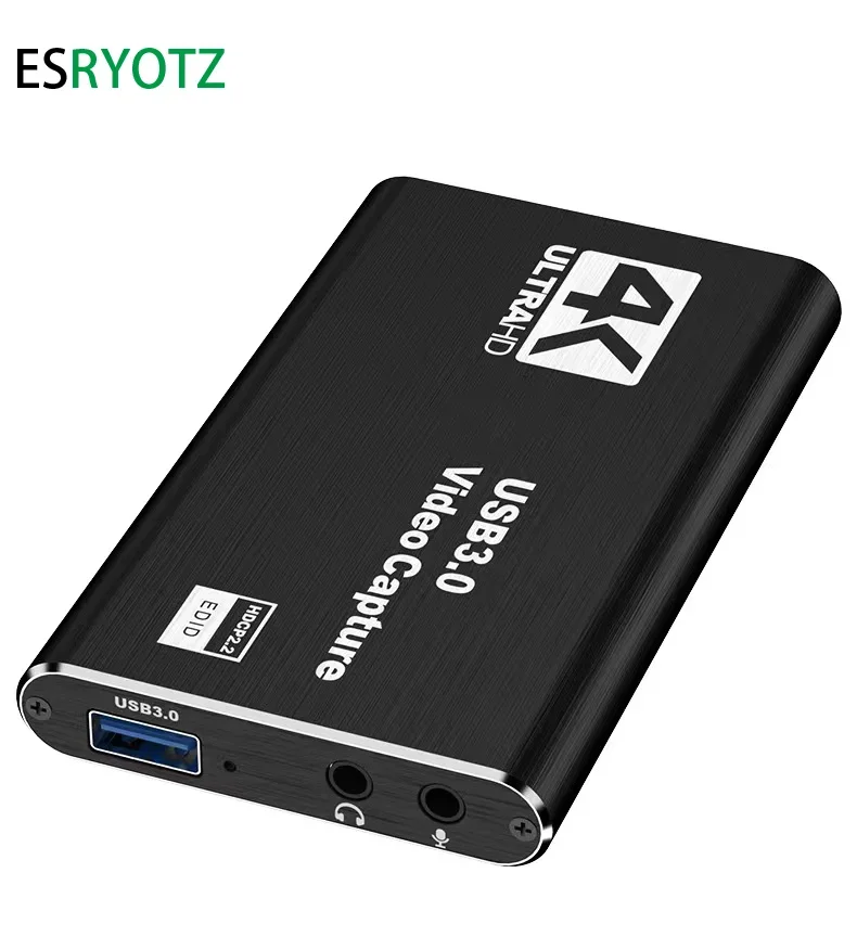 4K HD audio and video capture card with microphone and loop output 1080p 60fps suitable for gaming/live streaming/OBS/PS5/PC
