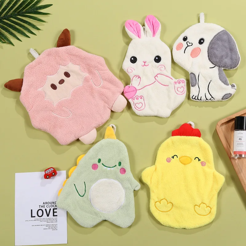Cartoon Animal Shape Wipe Hand Towel for Kids Coral Velvet Kitchen Bathroom Absorbent Cleaning Dishcloth Towels microfiber towel,hand towel,microfiber hand towel