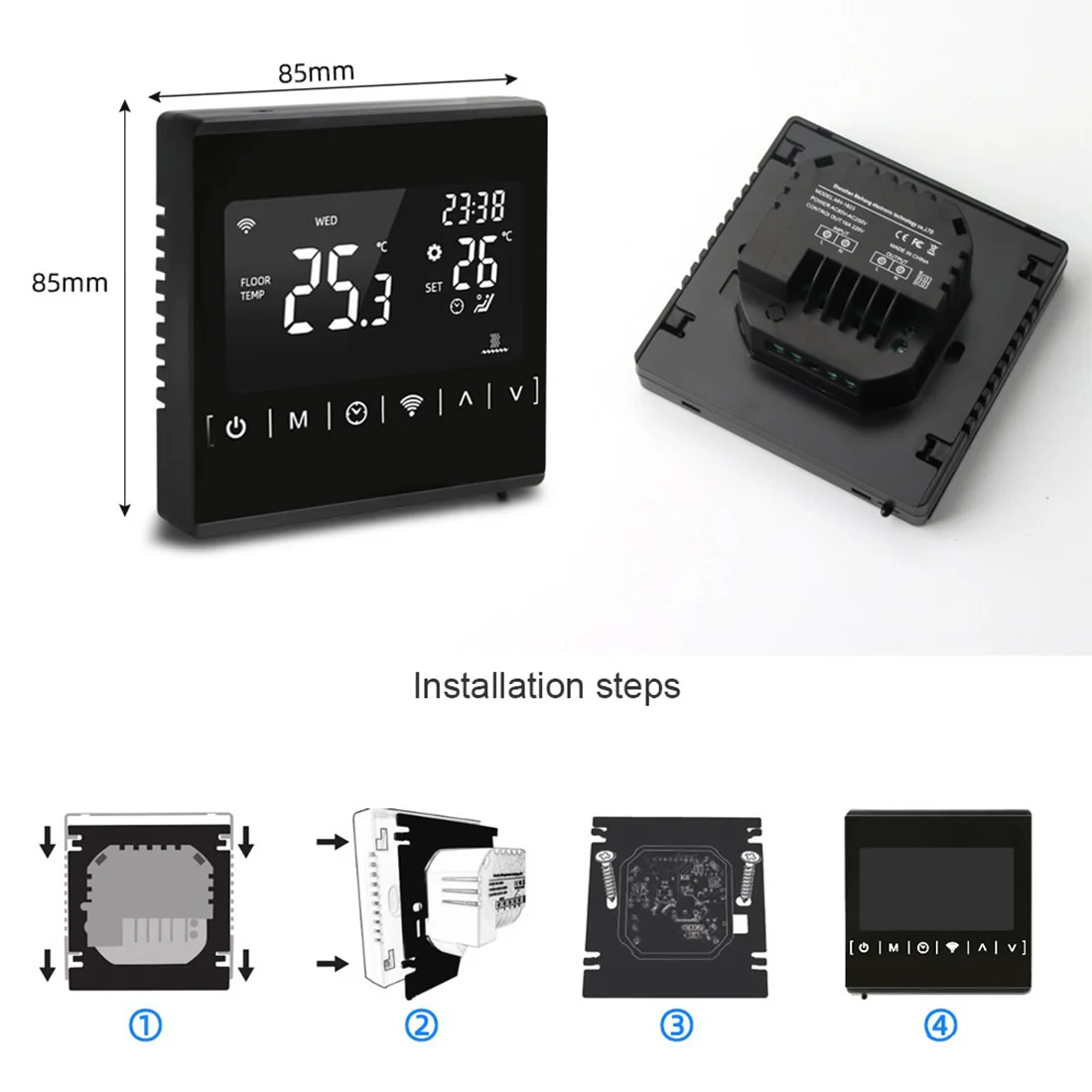 

WiFi Smart Thermostat,1823 16A Electric Heating Temperature Remote Controller LCD Touch Screen Heating Thermostat,White