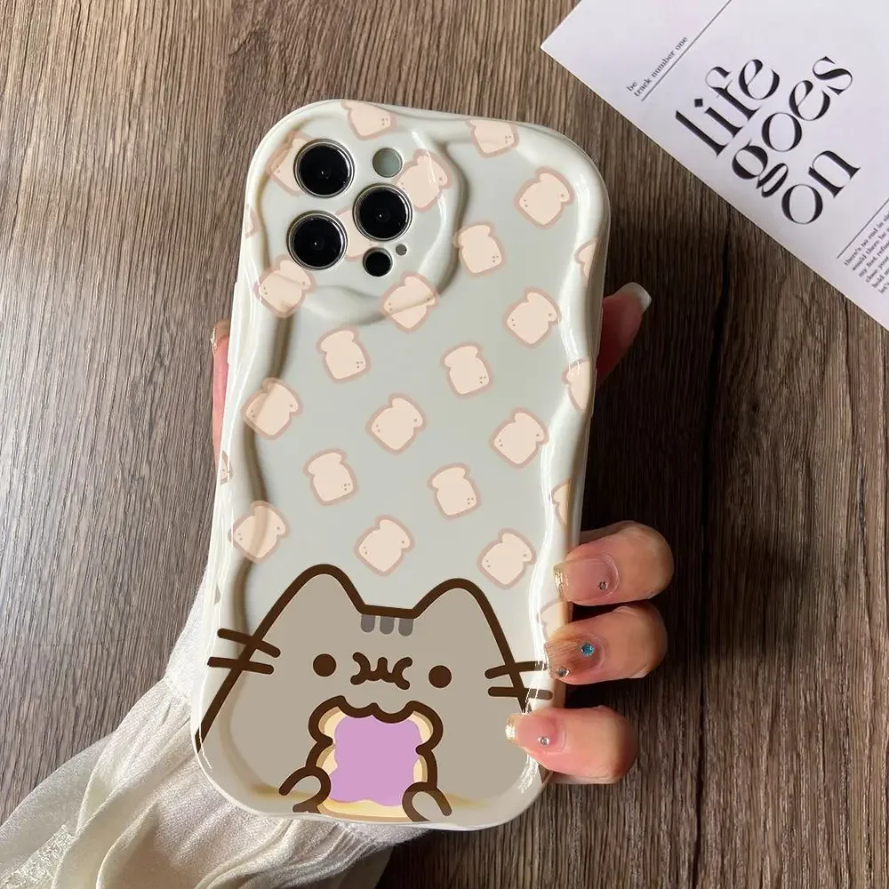 thumbnail image 1 of Funda de teléfono con diseño de gato Pusheens para iPhone, carcasa suave de onda cremosa 3D para modelos 16, 15, 14 Plus, 13, 12 Mini, 11 Pro Max, X, Xs, XR, 7, 8, 1 of 5