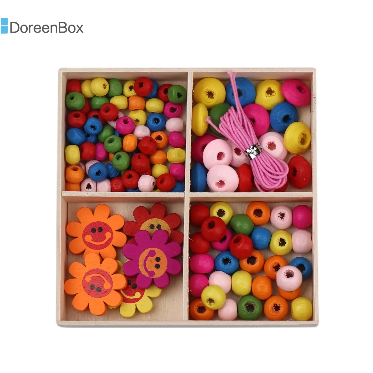 Doreen Box Wood Spacer Beads Round Multicolor Ladybird Set For DIY Jewelry Kit 1Box 6mm Dia 20x 5mm Hole: Approx 2.7mm-1.8mm | Украшения и
