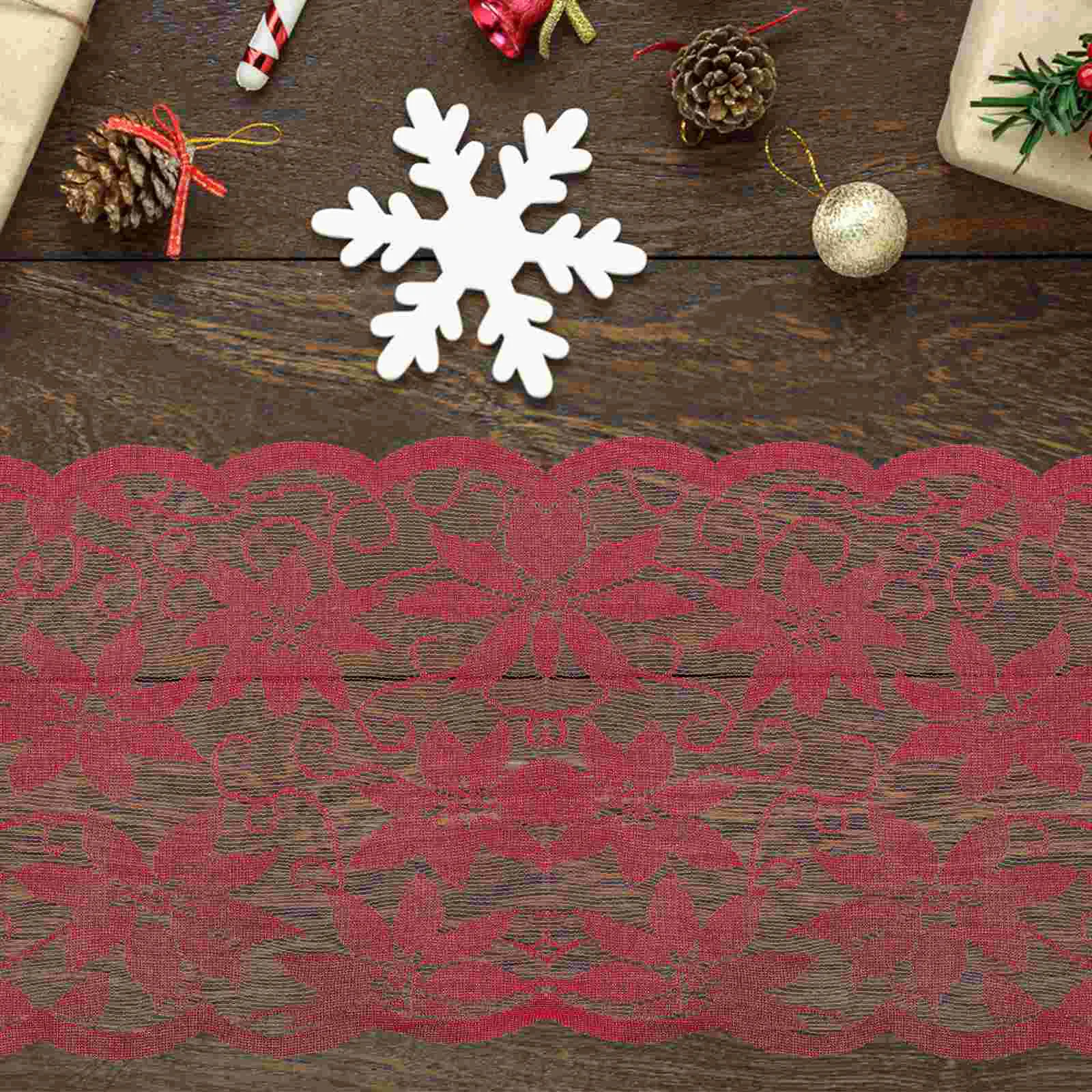 

1 шт. Рождественская скатерть для стола кружевной Цветочный узор 72 дюйма для украшения стола красная дорожка