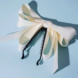 Elegant Satin Hair Bows in Neutral Tones (White)