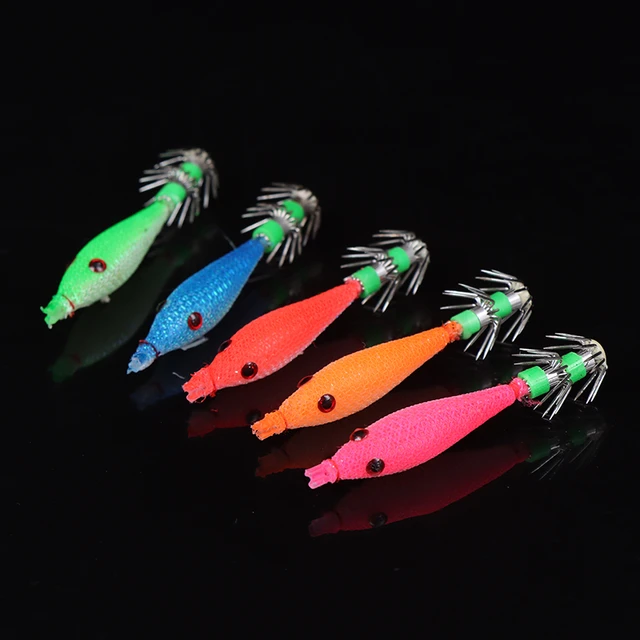 Fishin Tackle 5Pcs 7cm Squid Jigs with 4# Hook Soft Fishing Squid