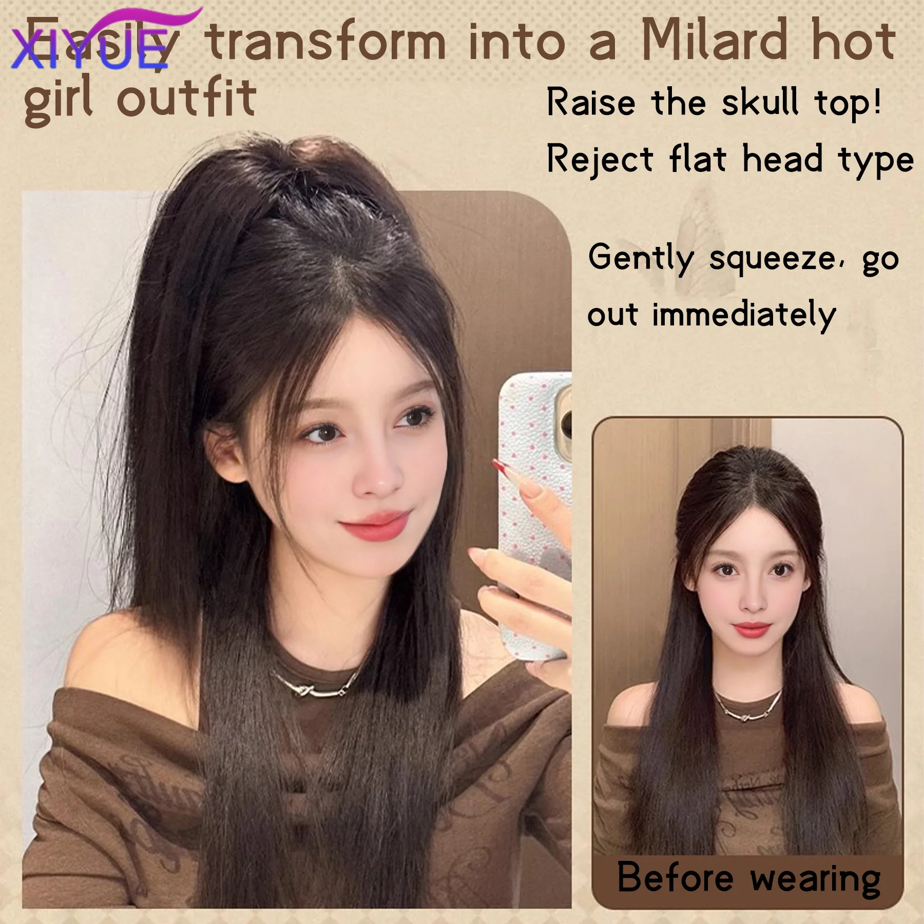 스트레이트 합성 클로 클립 포니테일 헤어 익스텐션 짧은 지저분한 푹신한 포니테일 헤어피스 여성용 천연 테일 클로 클립 포함