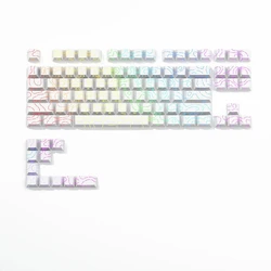 Premium Black Marble PBT Side - Engraved Keycap Set with Crack Design - Dual - Color Finish (97 Keys White)