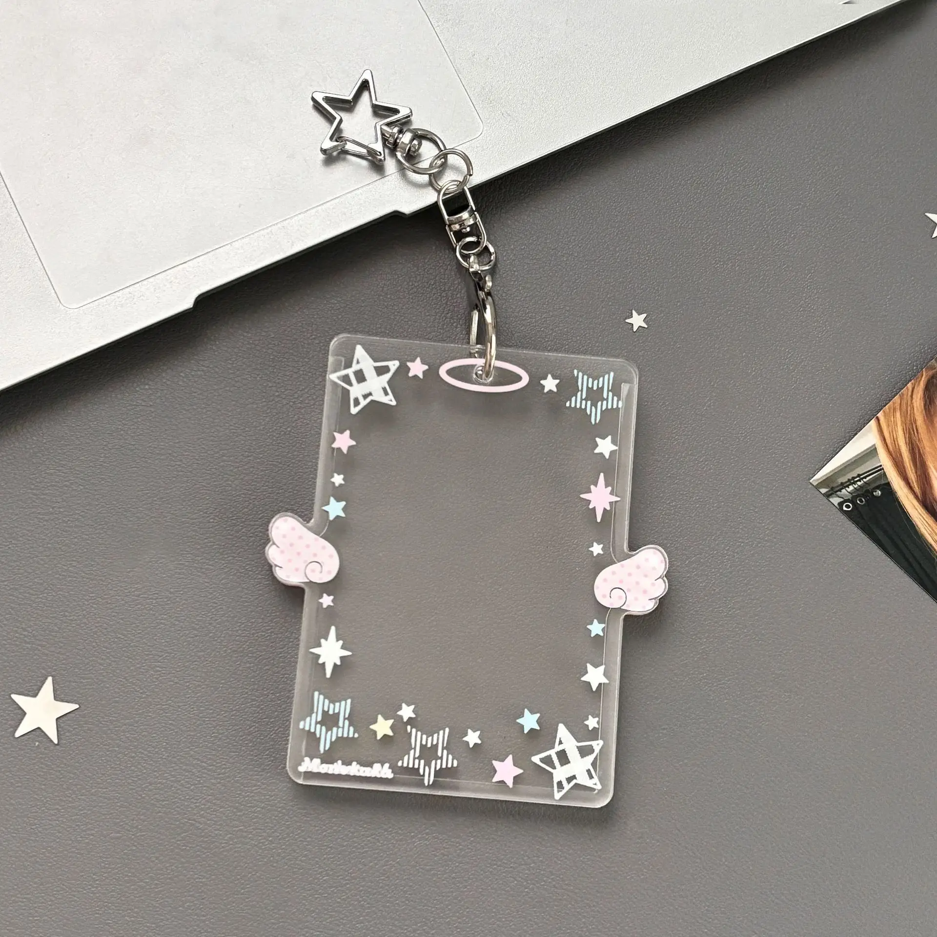 Colorful Angel Wings Card Sleeve Acrylic Hard Plastic Holder Angel Trading Card Protector ID Cover