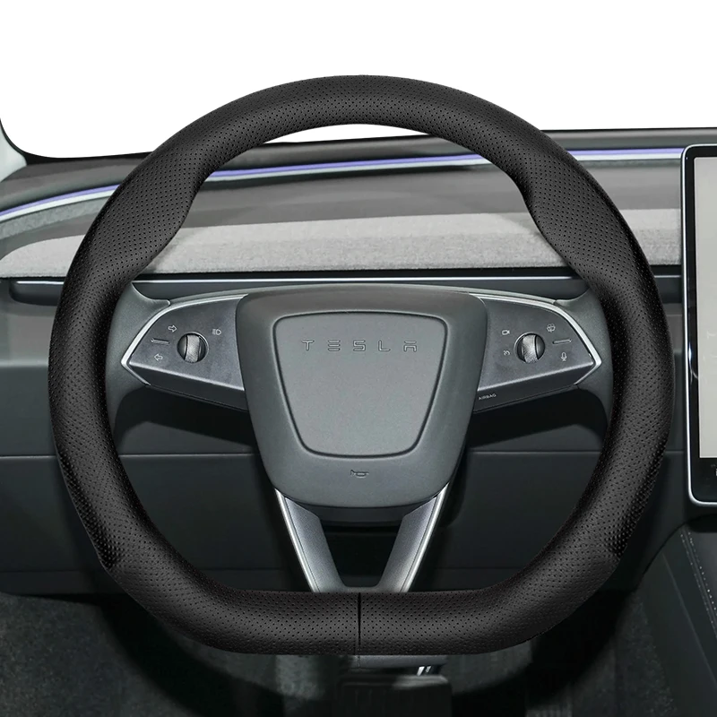 Geeignet für Tesla. Ultradünne, atmungsaktive Leder-Lenkradabdeckung. Geeignet für Modell 3 Y X S 2024