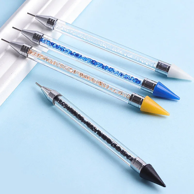 1PCS Acrylic Double Head Rhinestone Picker Dotting Pen Crystal Beads Handle Wax Pencil Manicure Point Drill Pen Nail Art Tools#5 5
