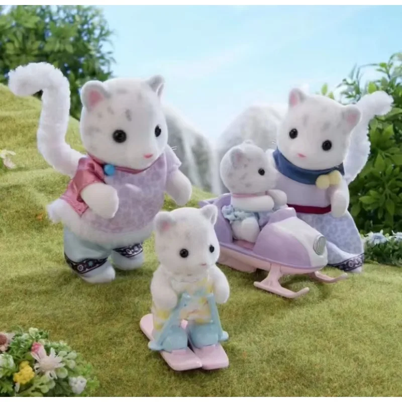 Sylvanian Families Anime Snow Leopard Family Figures Limited Edition Toy Children'S Play House Cute Baby Doll Kid Gift 4