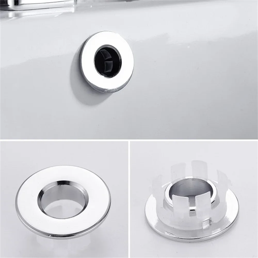 2pcs Bathroom Washbasin Hole Trim Sink Overflow Cover Decor Cap Metal Copper Overflow Ring Bathtub Faucet Accessories 23-25mm