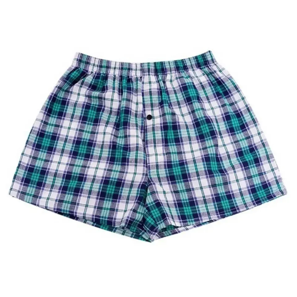 Men's Cotton Plaid Print Beach Shorts