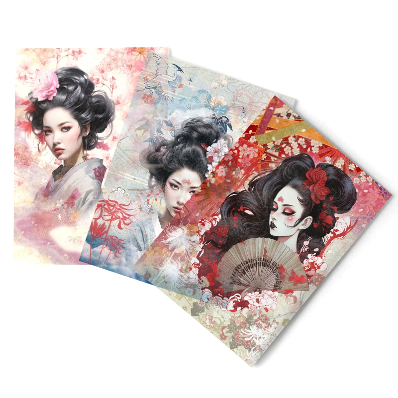 WuleeGifts 사쿠라 스크랩북 장식, 레트로 종이, 정크 저널, 황산 공예 종이, 오리지널 디자인, SS24052801, 8 개