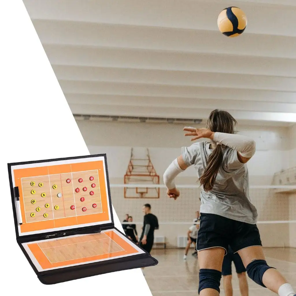 Foldable 2-Sided Volleyball Coaching Clipboard Kit Marker Equipment Coaches Board Volleyball for Accessories