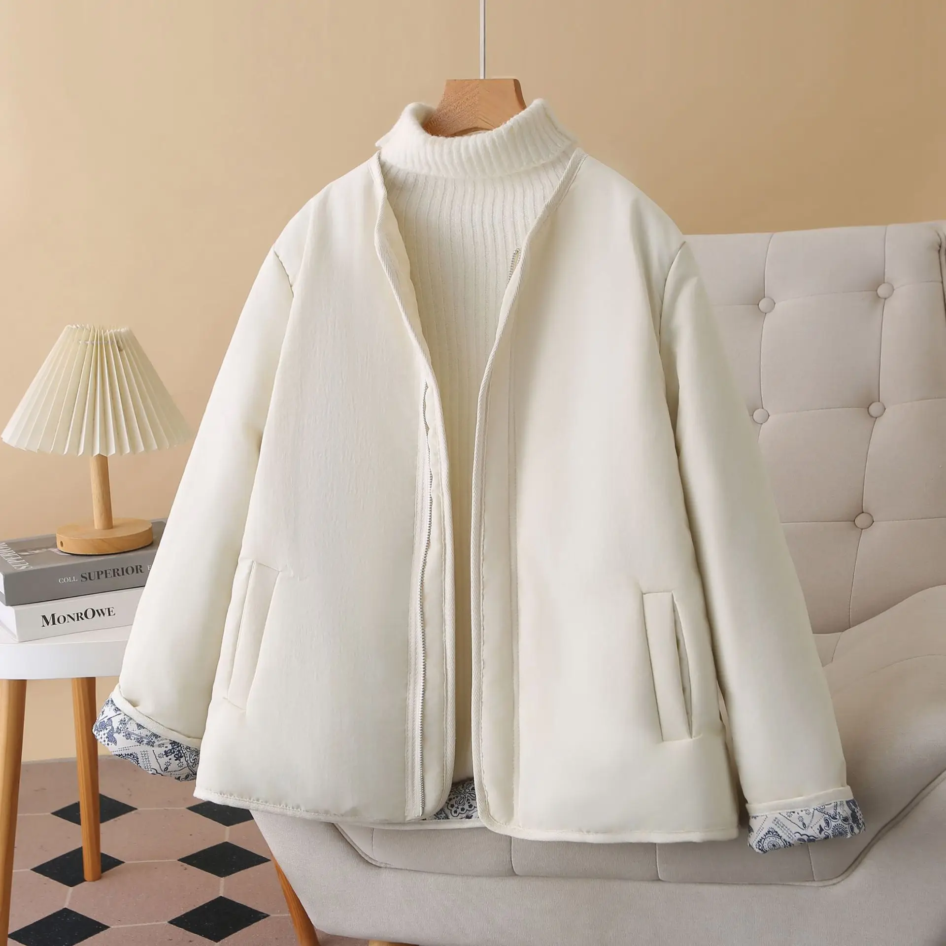 XXXXL Fashion Plus Size Women's Parkas Winter New Retro And Simple Padded Jacket Elegant And Warm Zipper Coats 938