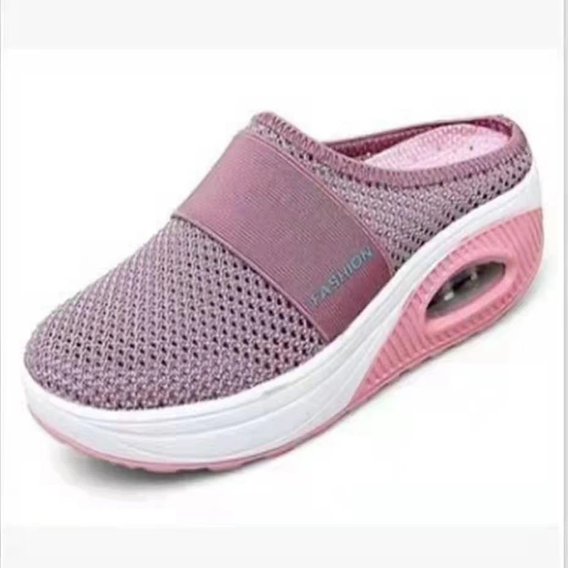 Women's Air Cushion Walking Shoes 2025 Summer Mesh Lightweight Wedge Platform Slippers Female Sneakers Mules Zapatos De Mujer 5