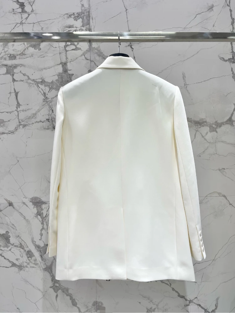 Black Grey Ivory Wide Zipper Trim Blazer Spring 2024