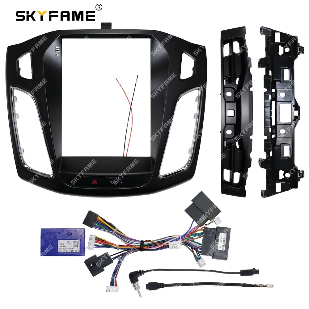 skyfame fascia carro quadro adaptador canbus caixa andriod kit traço de rádio instalação guarnição moldura canbus para ford focus