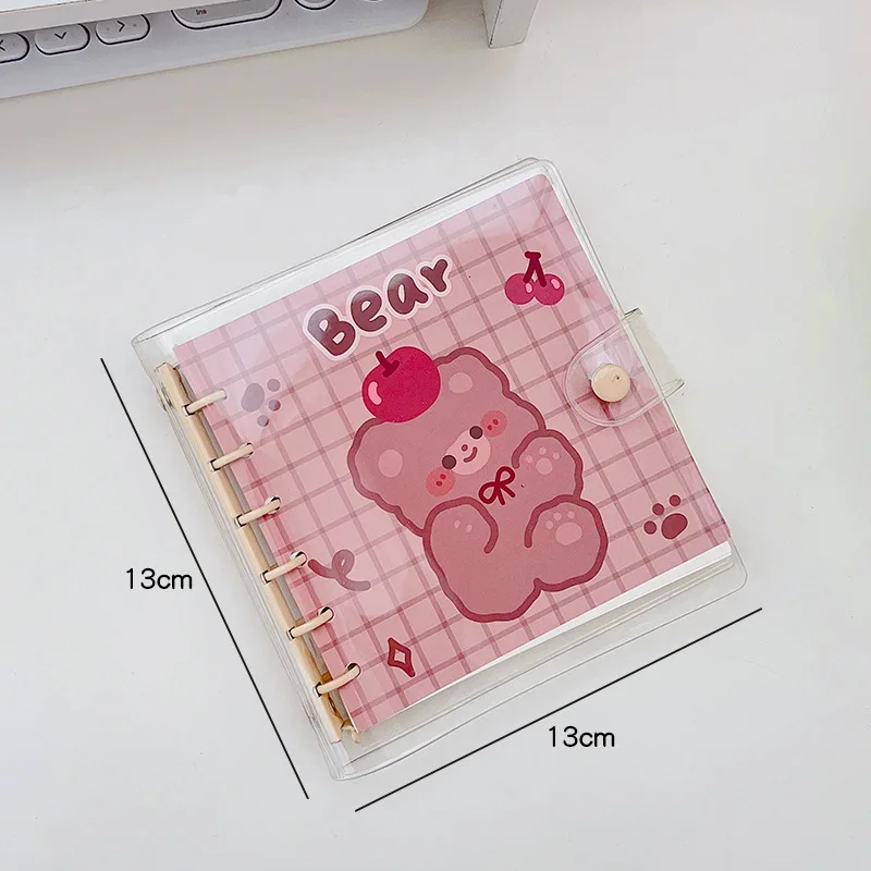 80 Sheet Kawaii Notebook Lovely Cartoon Bunny Bear 6 Ring Binder Journal  Notepad Lovely Scrapbook PVC Waterproof Diary Student