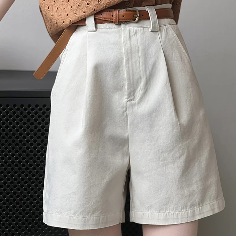 

Женские свободные шорты с высокой талией, повседневные синие брюки-карго с поясом и широкими штанинами, корейская модная одежда, Новинка лета 2024