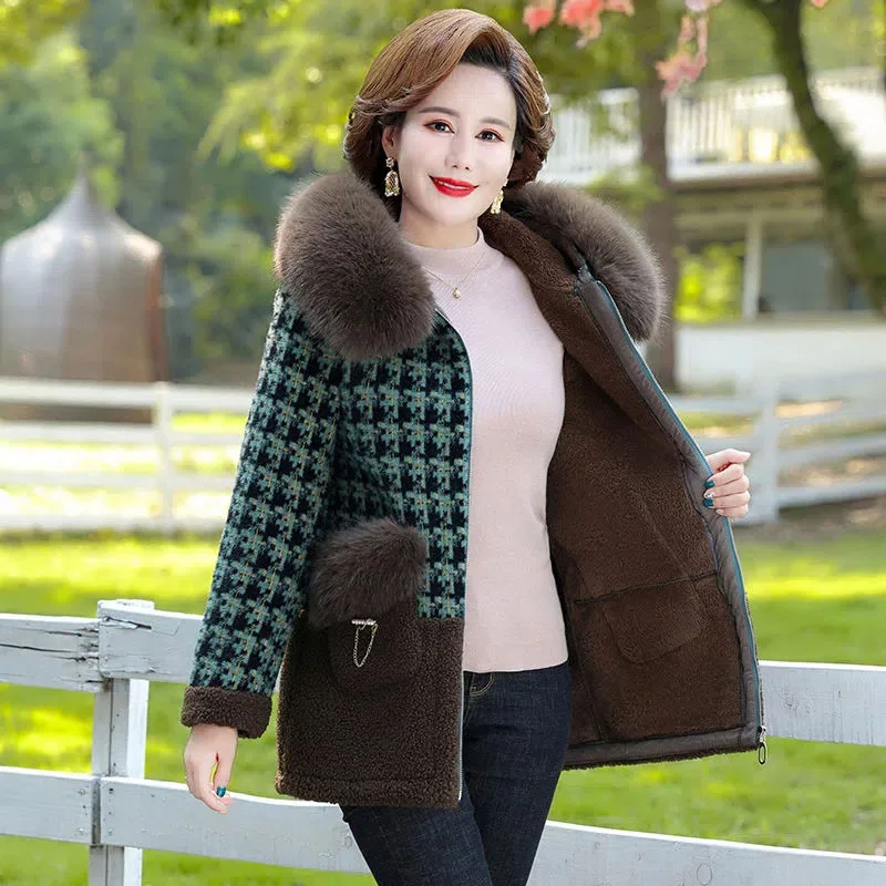

New Womens Hooded Big Hair Collar Imitation Mink Coat Long Winter Outerwear Plus Wool Thick Fur Coat Female Warm Parker Overcoat