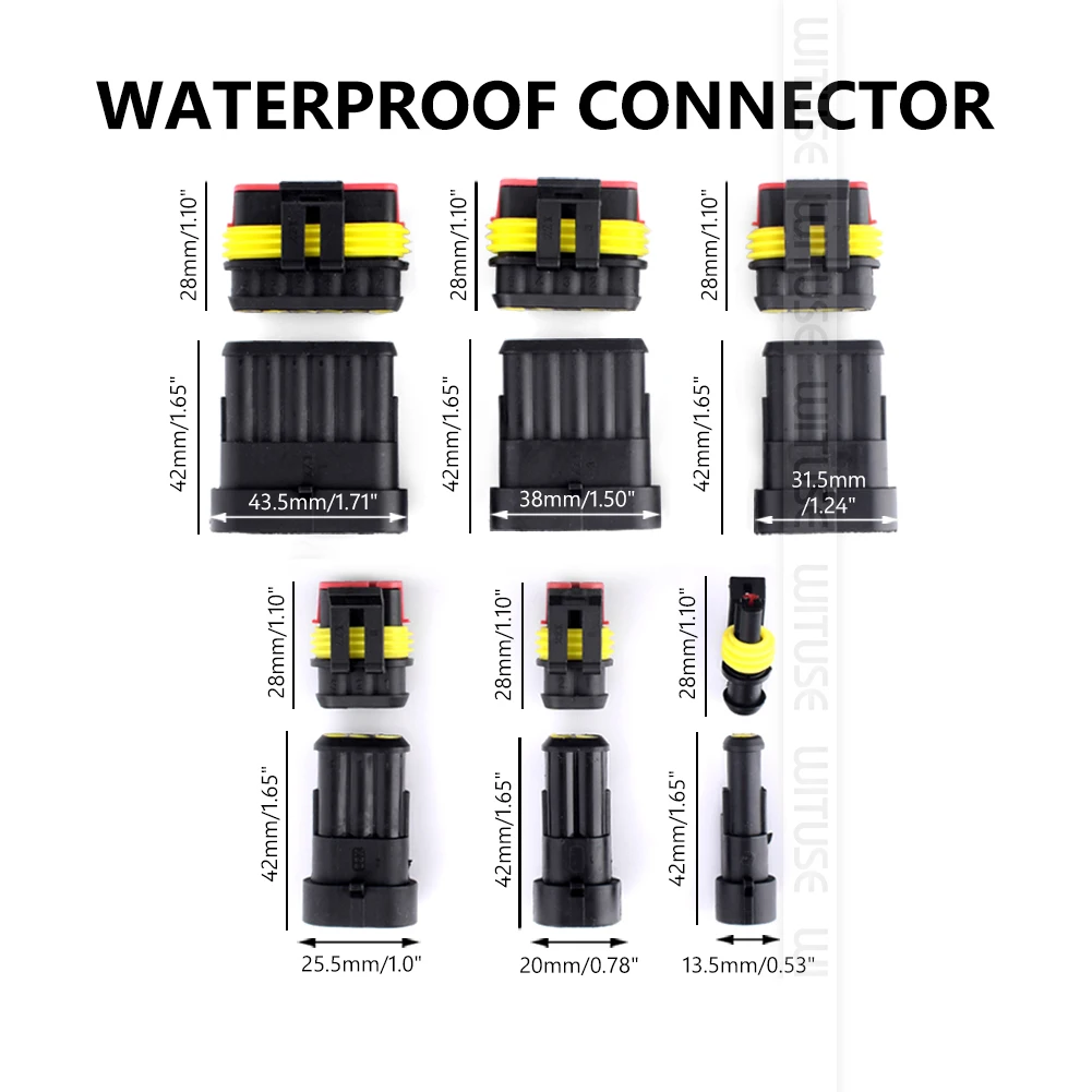 Waterproof Automotive Electrical Connector Set - 5 Pieces