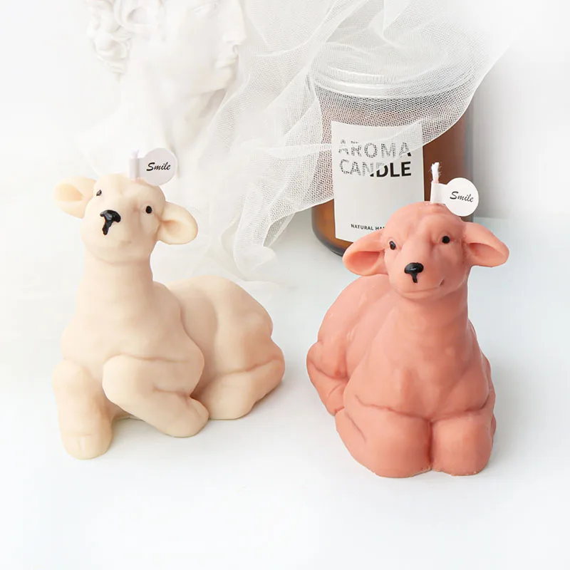 

3D Kneeling Sheep Candle Silicone Mold DIY Cute Sheep Sculpture Abstract Gypsum Candle Resin Soap Mold Cake Chocolate Decor Gift