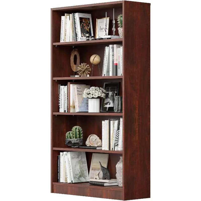 

Wood Bookcase 5-Shelf Freestanding Display Wooden Bookshelf