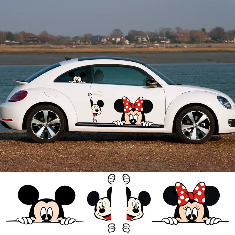 Mickey mouse car stickers cute cartoon Mickey Minnie side door