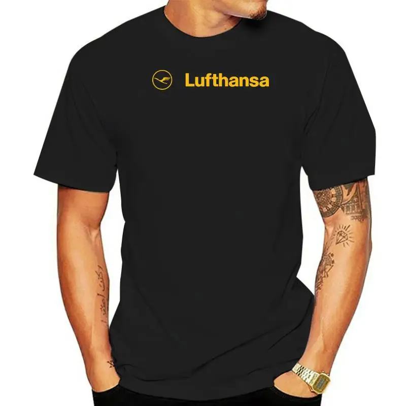 

Lufthansa Airline 5 New Hot Sale Black Men T Shirt Cotton Size S - 3XL Short Sleeve Summer T-Shirt Youth