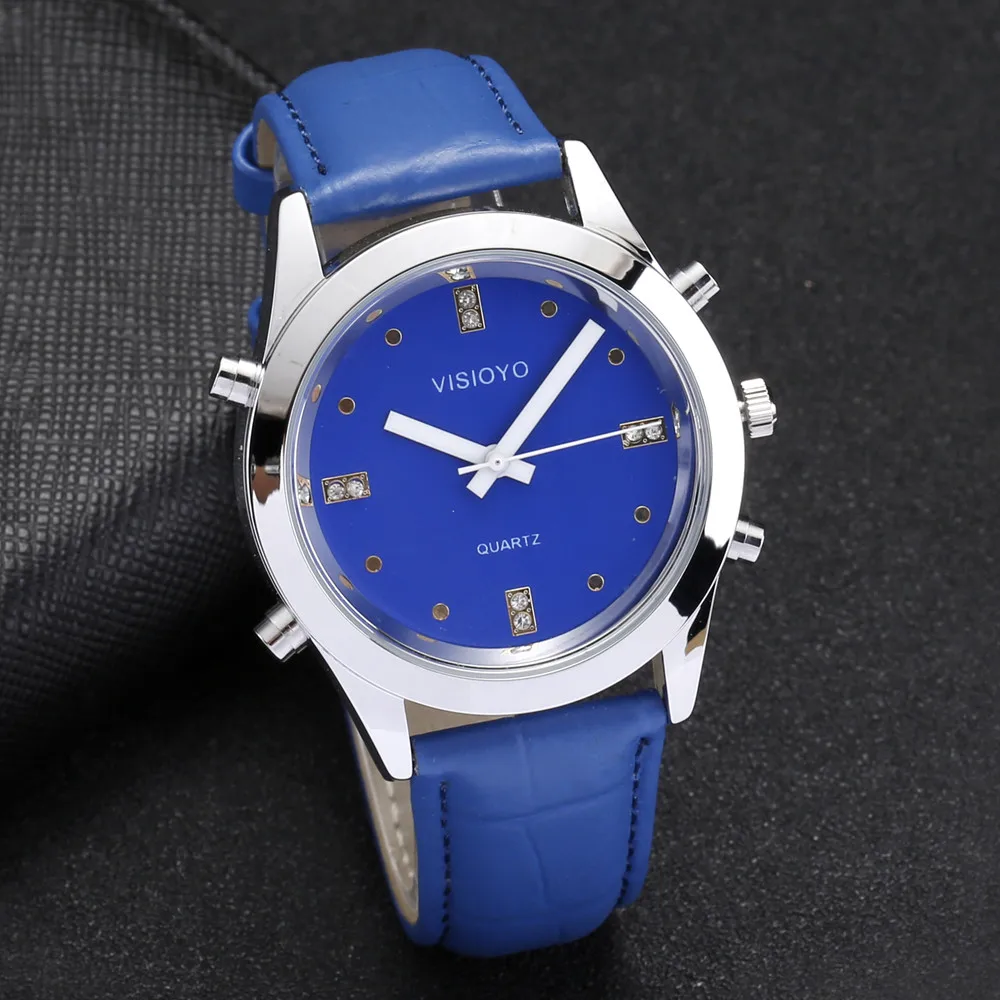 アラーム機能付きのフランスの時計青いダイヤル