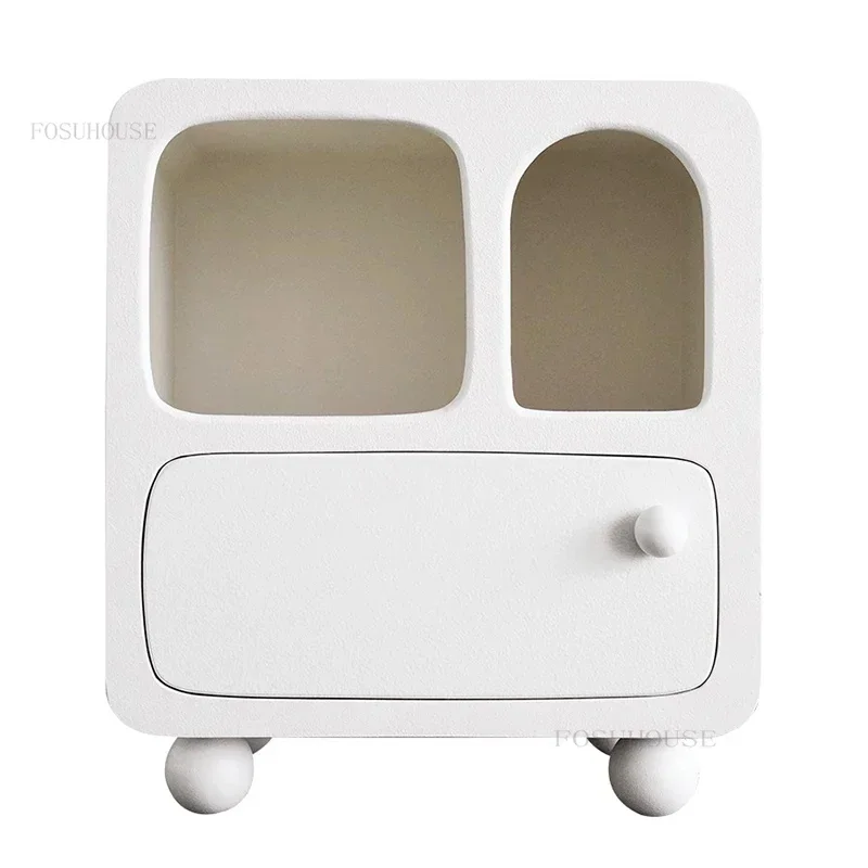 French Retro Nightstand Bedroom Furniture Night Table Creative Cream Style Household Design Upscale White Bedside Table