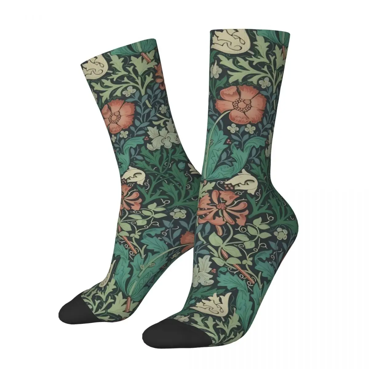 

Botanical Nature Exhibition Funny Men's Socks Retro William Morris Street Style Crazy Crew Sock Gift Pattern Printed