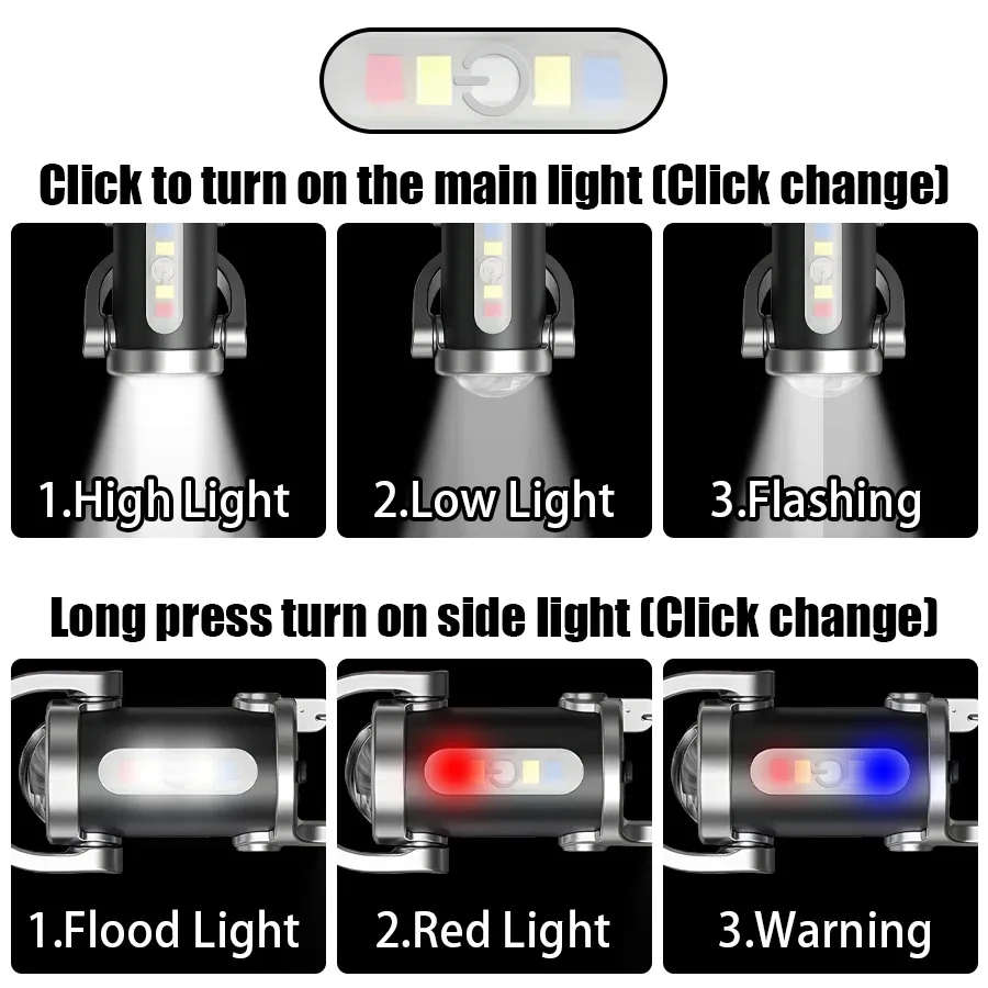 portable flashlight Rechargeable Keychain Flashlights 800LM EDC COB Work Light Torch Ultra Bright Mini for Searching Hiking