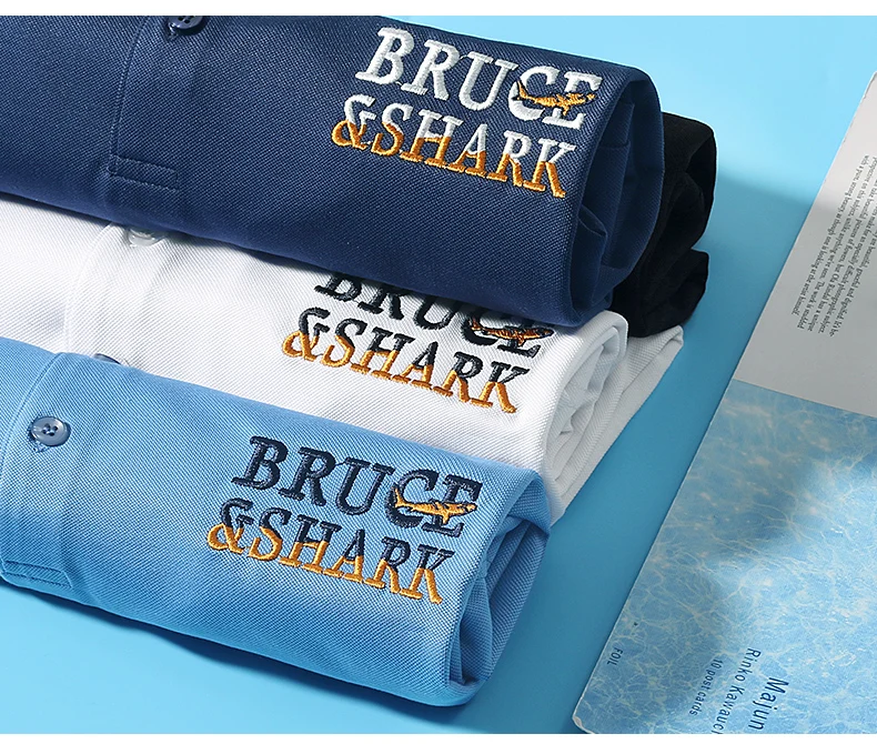 New Summer Straight Men's Business Polo Short Sleeved Bruce&Shark Fashion Mercerized Cotton T-shirt Man Breathable Big Size 4XL 36 S05324f8089b34ad09a7eb53ec3921946E