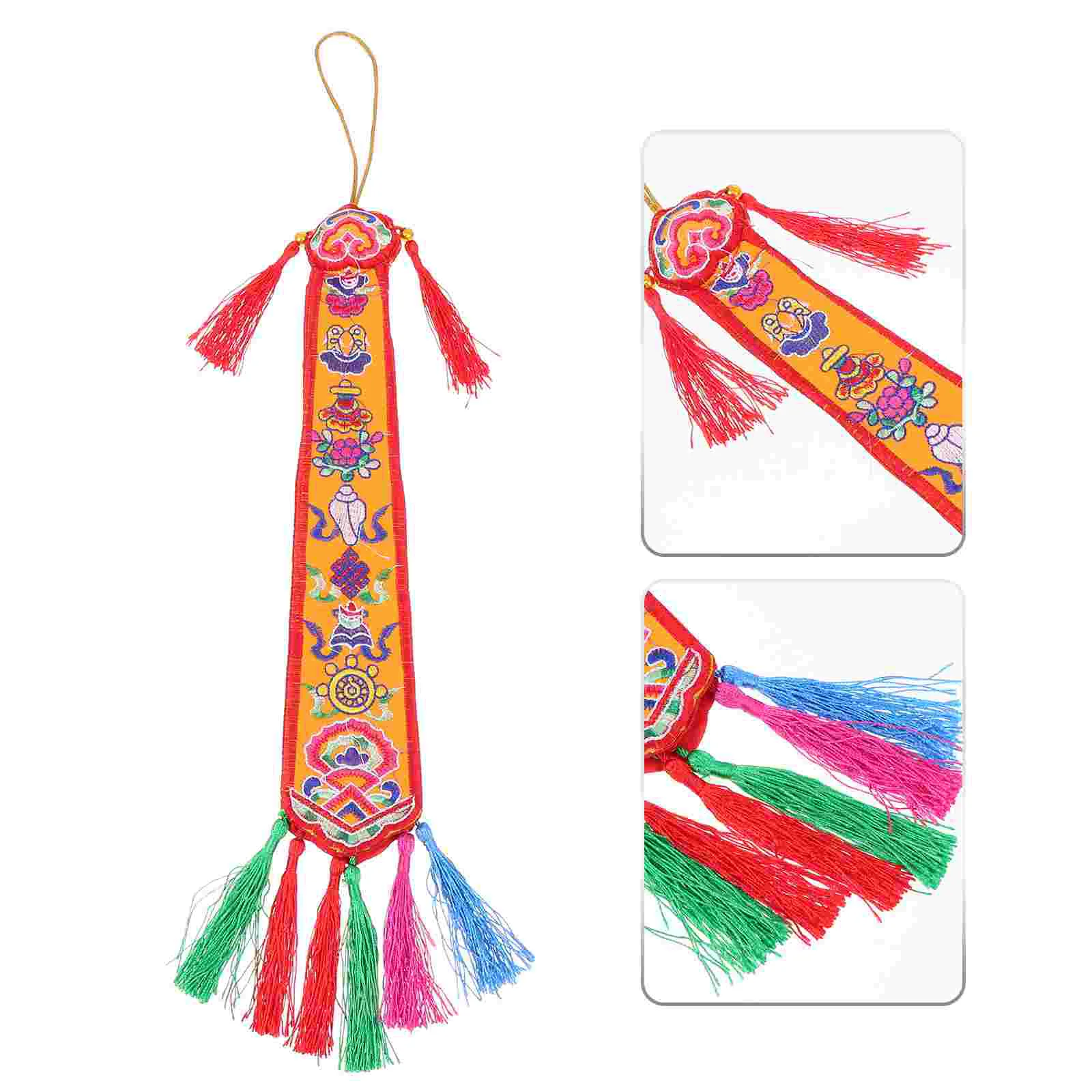 

Flag Tambourine Banner Coat Hangers Embroidery Nepalese Cloth Home Use Hanging Decor